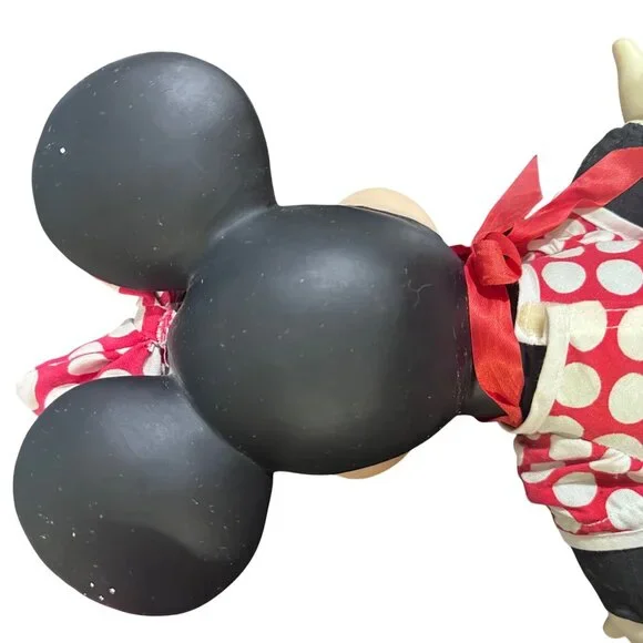 Vintage Minnie Mouse Doll 14" Red Polka Dot Dress Yellow Shoes Lace Detail Disne - Picture 7 of 8
